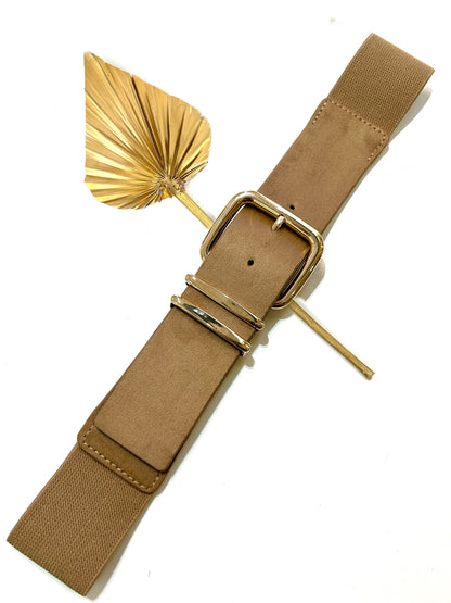 CEINTURE ÉLASTIQUE LARGE À BOUCLE ÉPURÉE DORÉE 910269