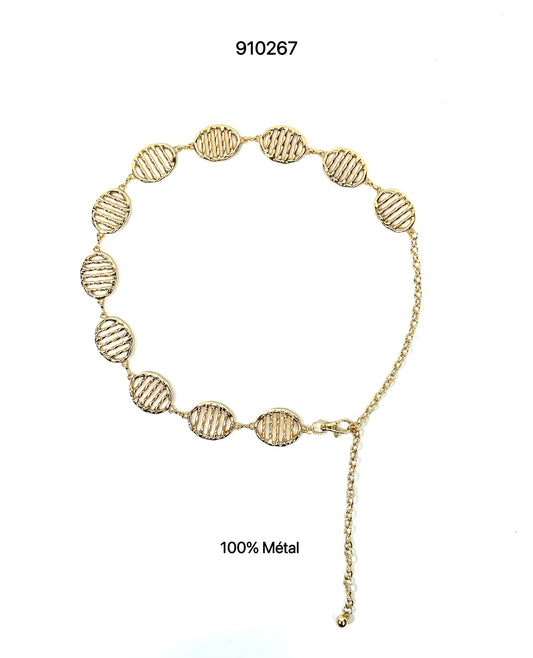CEINTURE CHAÎNE MÉTAL  DOUBLE BOUCLE ÉPURÉE CICI 910267