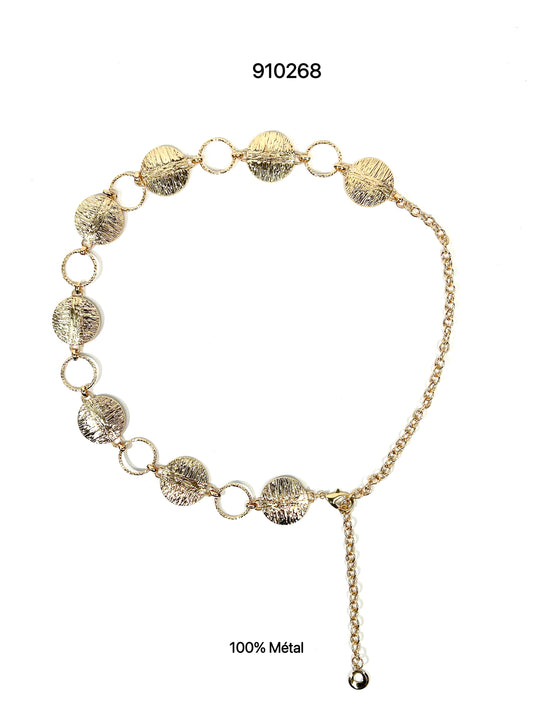 CEINTURE CHAÎNE MÉTAL  DOUBLE BOUCLE ÉPURÉE JADE 910268