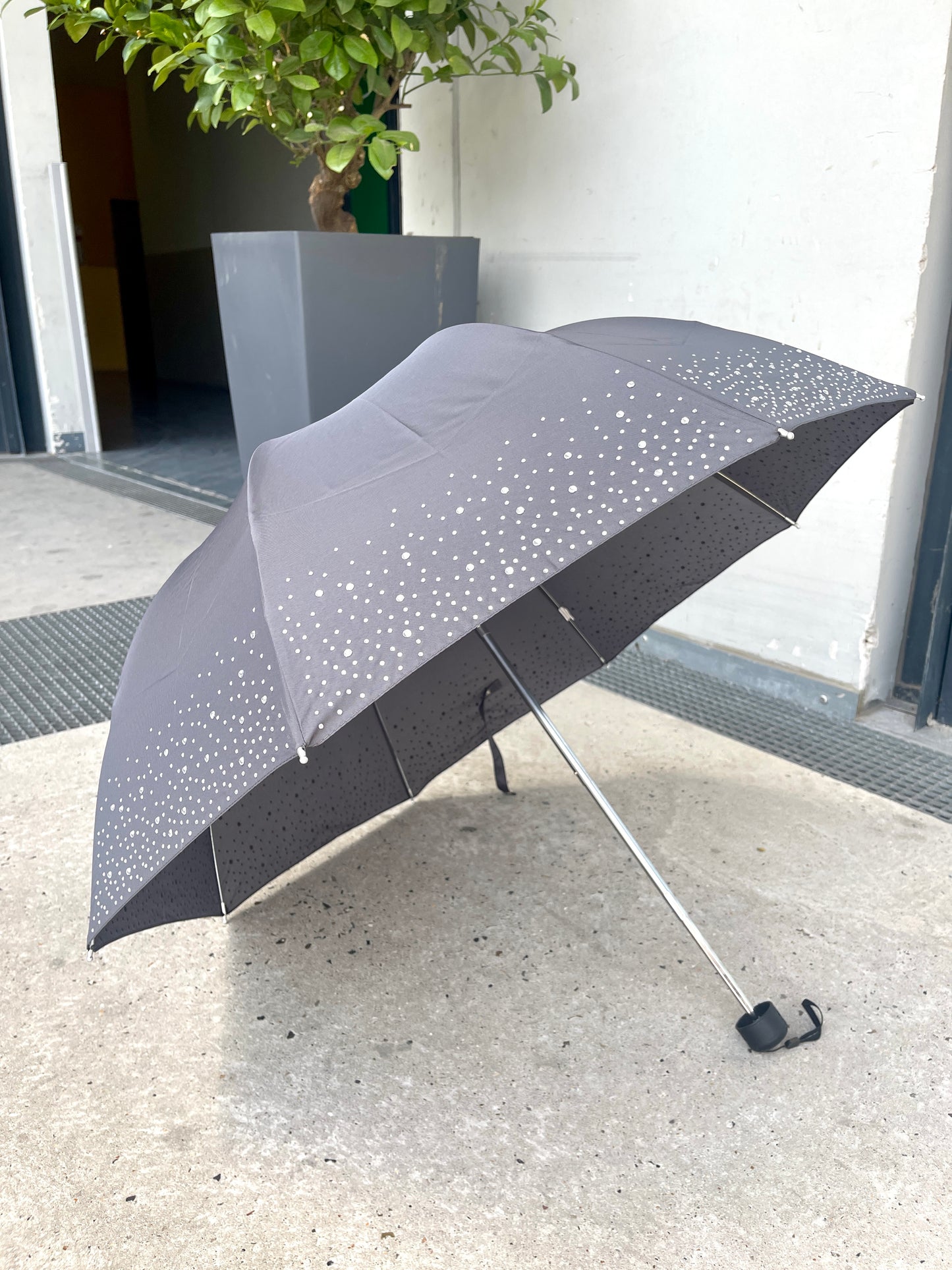 12-Piece Assortment of Solid Color Automatic Folding Nylon Umbrellas with Rhinestones - P5005C