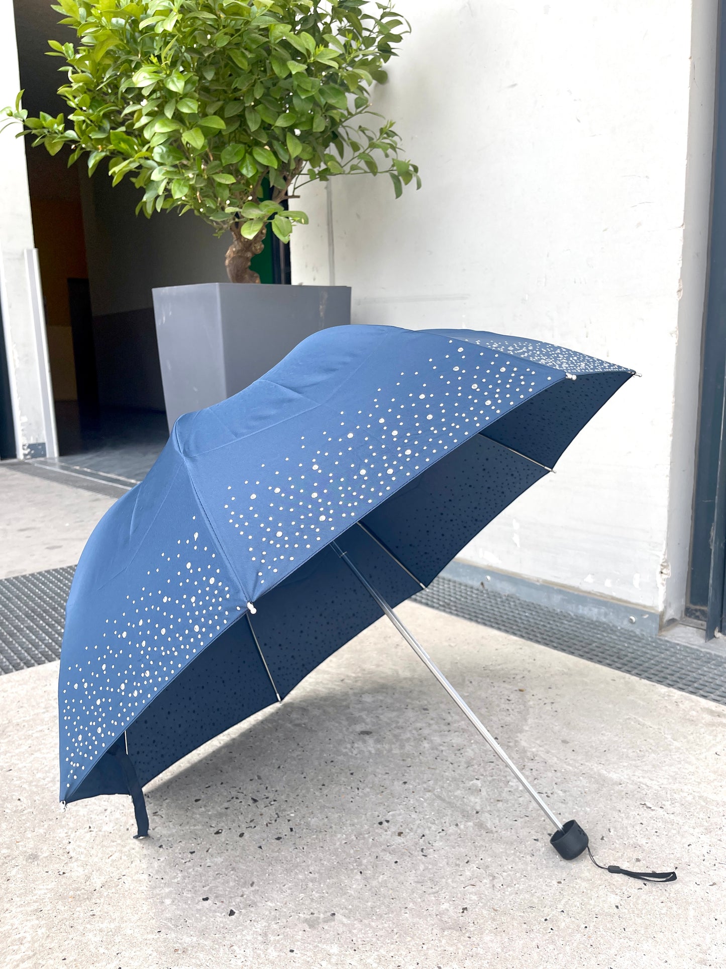 12-Piece Assortment of Solid Color Automatic Folding Nylon Umbrellas with Rhinestones - P5005C