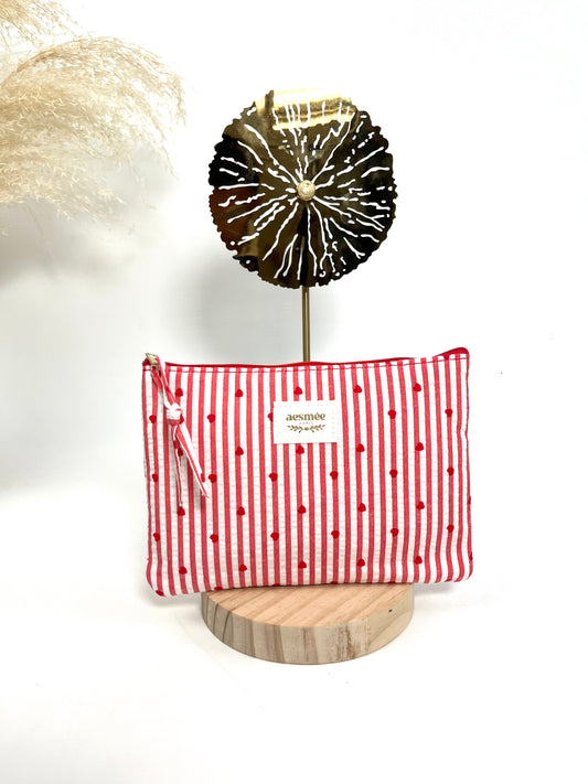 TROUSSE À RAYURES COLORÉES ULTRA PRINTANIÈRE AUX PETITS COEUR D’AMANDES