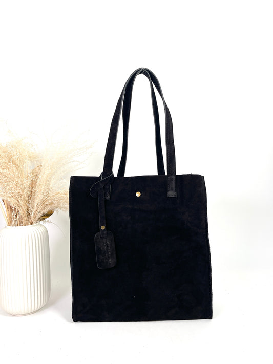 SAC EN CUIR DAIM TOTE À FERMETURE BOUTON AIMANTÉ PAULINE